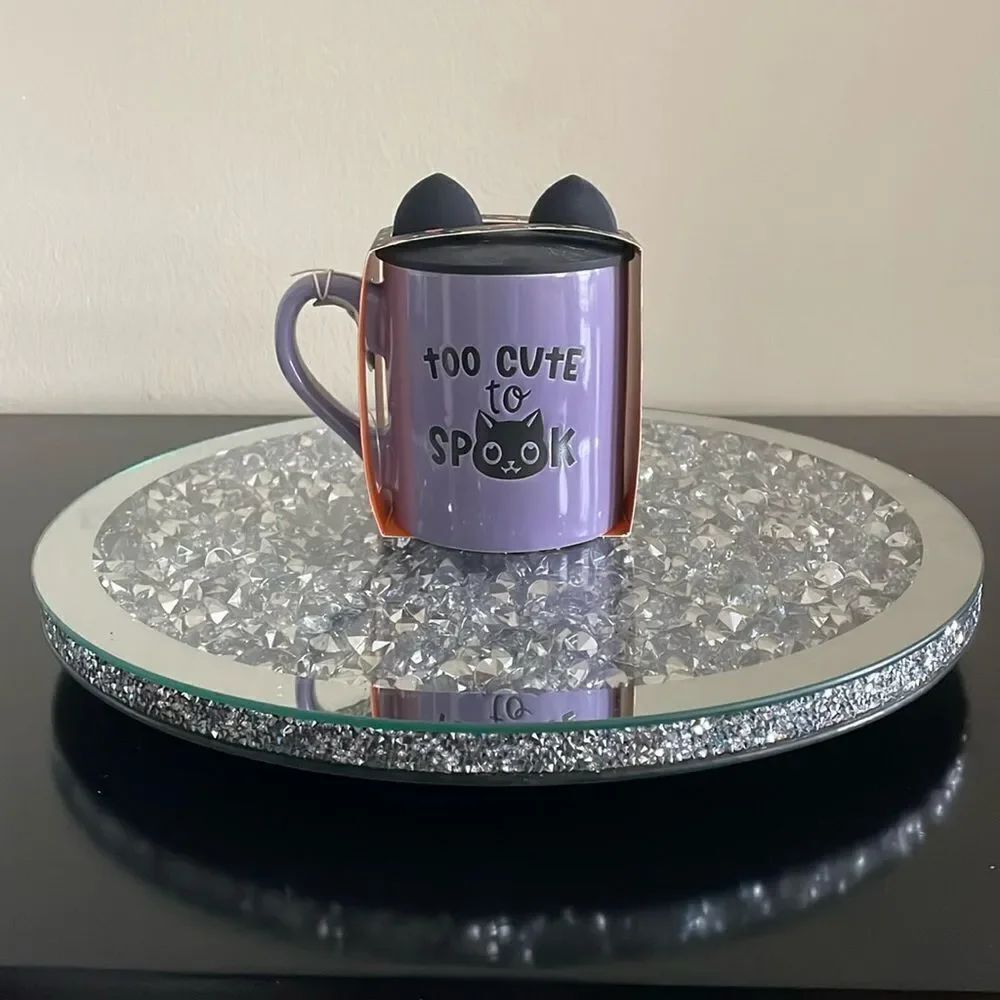 New Eccolo purple cute kawaii black cat Halloween themed coffee mug October